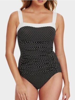 Swim Solutions Plus Size 18 black polka dot 1pc